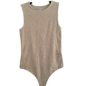 Nuuds Women's Sleeveless Bodysuit XS Heather Cinnamon Crew Neck Tank